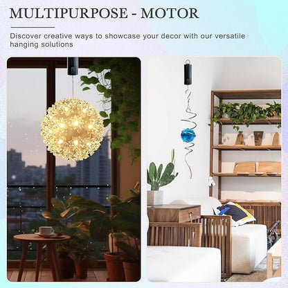 Wind Spinner Motor 20RPM Battery Operated | Hanging Display for Wind Spinners, Chimes, Sun Catcher, Disco Ball, Baby Crib, Garden/Christmas Decor