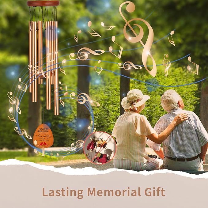 40th Anniversary Wedding Wind Chime with Meaningful Sayings, Happy 40th Anniversary Decorations Romantic Gifts for Couple, Parents, Wife, Husband, Friends, Ruby Anniversary Keepsake