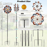 VEWOGARDEN 360° Outdoor Metal Wind Spinners Kinetic Wind Sculptures & Spinners for Yard Garden Lawn Patio Decorations, Gray & Bronze