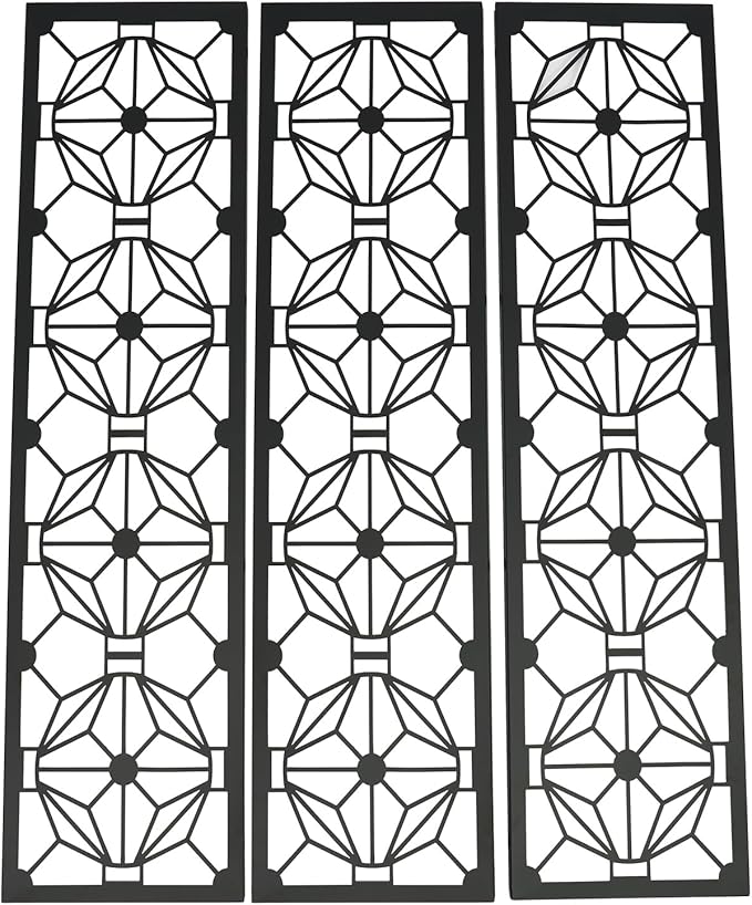 Metal Privacy Screen, 72" H x 44" W Freestanding Privacy Screens, Patio Decorative Metal Fence Panels with Stand, Portable Divider Screens, for Backyard/Patio/Deck (Black-Print, 72''H×44''W)