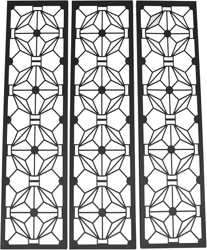 Metal Privacy Screen, 72" H x 44" W Freestanding Privacy Screens, Patio Decorative Metal Fence Panels with Stand, Portable Divider Screens, for Backyard/Patio/Deck (Black-Print, 72''H×44''W)