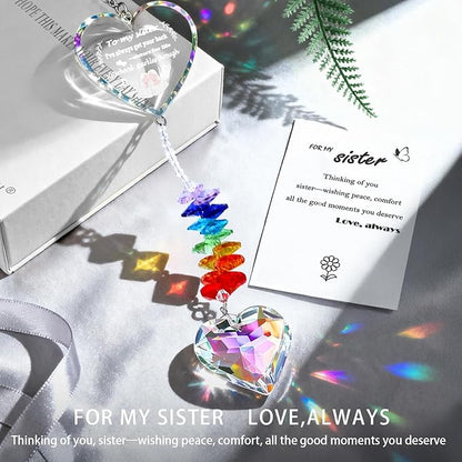 Sister Gifts, Birthday Gifts for Sister, Crystal Suncatcher, Window Hanging Home Decoration, Unique Gift for Sister Birthday