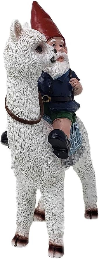 Funny Guy Mugs Gnome and a Llama Statue- Indoor/Outdoor Garden Gnome Sculpture for Patio, Yard or Lawn