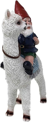 Funny Guy Mugs Gnome and a Llama Statue- Indoor/Outdoor Garden Gnome Sculpture for Patio, Yard or Lawn