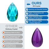 PATIKIL K9 Crystal Pendants Teardrop Beads, 10 Pack 38mm Chandelier Prisms Parts Hanging Beads DIY Lamp for Arts Crafts Decoration, Navy Blue