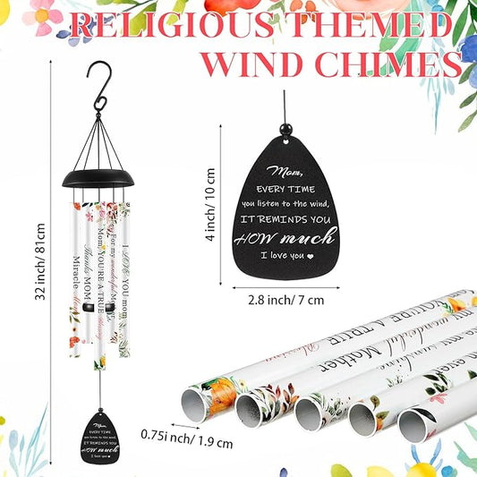 32 Inch Gifts for Mom Wind Chimes Unique Moms Birthday Gift from Daughter Son Large Floral Style Mother Wind Chimes for Mothers Day Thanksgiving Christmas Birthday
