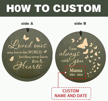 ASTARIN Memorial Butterfly 36" Wind Chimes, Personalized Name Sympathy Wind Chime, in Memory of Loss Mom Loved One, Large Deep Tone Bereavement Windchimes for Outside Clearance(Produced in USA)