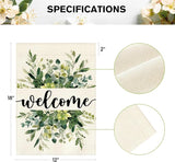 AVOIN colorlife Spring Summer Floral Welcome Garden Flag 12x18 Inch Double Sided Outside, Eucalyptus Seasonal Farmhouse Yard Outdoor Flag