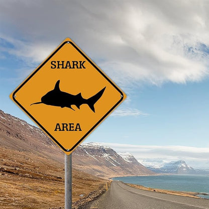 Fierce Fish Crossing Xing Sign Beware of Fierce Fish Metal Sign Ocean Animal Funny Warning Sign Crossing Zone Sign for Farm Yard Front Door Indoor Outdoor Street Sign 12x12in