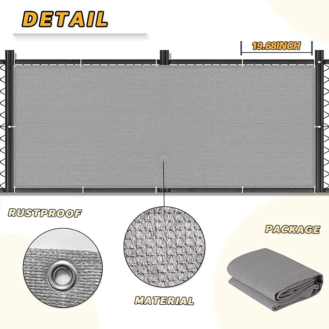 LOVE STORY Balcony Privacy Screen, 3.3'x19.7' Deck Shield Screen Fence Cover,UV Protection and Weather-Resistant,3 FT Height for Deck, Patio, Backyard, Outdoor Pool, Porch, Railing, Gray