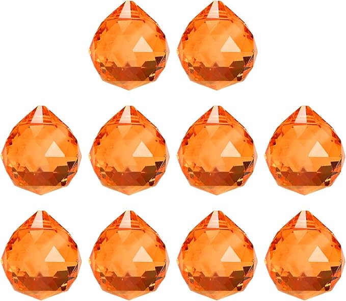 M METERXITY 10-Pack Crystal Ball Prisms, 24mm/0.94 Inch Chandelier Pendant Maker Hanging Crystals Chandelier Prisms for Home/Windows/Garden/DIY Decoration[Orange]