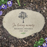 GiftsForYouNow Personalized Memorial Watercolor Tree Small Flat Garden Stone