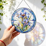 7.87" Sun Catchers Indoor Window,Butterfly Stained Glass Window Hanging, Window Suncatcher Hanging Ornaments Wall Art, Hand-Painted Glass Panel Home Decor (Style N)