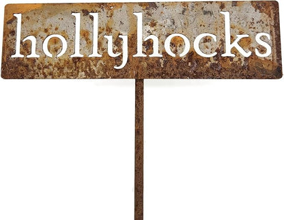 Classic Metal Garden Markers 19 Inches Tall (hollyhocks, Naturally Rusted)