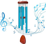 28" Wind Chimes for Outside. Deep Tone Lovely Wind Chimes with 6 Aluminum Tubes Courtyard Decoration. Windchimes Outdoor Create an Enjoyable Atmosphere & Give Mom a Gift（Blue）