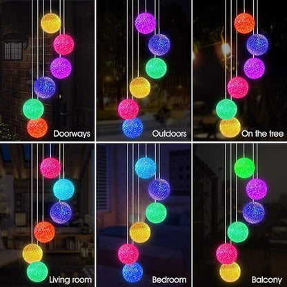 AceList Color Changing Solar Power Wind Chime Crystal Ball Wind Chime Wind Mobile Portable Waterproof Outdoor Windchime Light for Patio Yard Garden Home