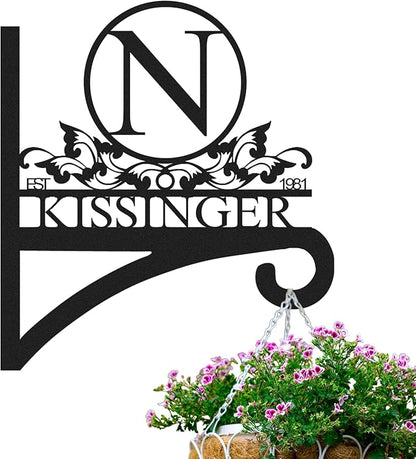 Custom Name Decorative Metal Wall Hook Indoor and Outdoor | Personalized Wall Mounted Hanging Plant Hooks for Plant Lovers | Customizable Wind Chimes Hangers | Home Decor Gift for Mom Grandma