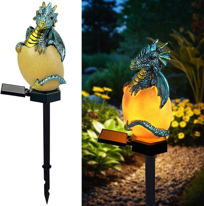 Solar Dragon Garden Decor Dragons Gifts for Women- Dragon Statue Outdoor with Egg Light Lawn Ornaments Solar Egg Lights for Easter Outside Yard Whimsical Art Outdoor Medieval Decor (Green)