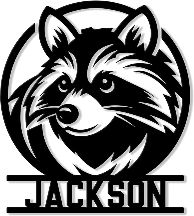 Personalized Raccoon Metal Sign, Raccoon Hanging Sign Outdoor Porch Welcome, Custom Name Wall Fence Yard Patio Home Office Decor Gift Birthday