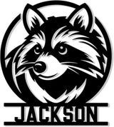 Personalized Raccoon Metal Sign, Raccoon Hanging Sign Outdoor Porch Welcome, Custom Name Wall Fence Yard Patio Home Office Decor Gift Birthday
