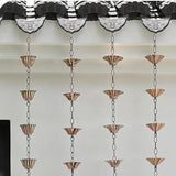 Copper Plated Rain Chain for Outside Downspouts,Adjustable Rain Catcher Chain for Eaves Drainage,Decorative Metal Hanging Flower Spiral Rain Bells(E)