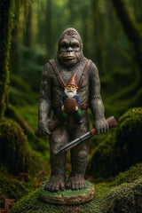 Funny Guy Mugs Bigfoot Garden Statue - Bigfoot and A Gnome - Indoor/Outdoor Garden Gnome Sculpture for Patio, Yard or Lawn