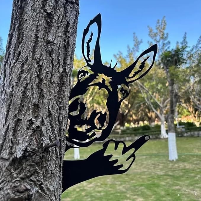 Funny Peeking Squirrel Metal Sign, Middle Finger Garden Yard Art Decor, Rustic Animal Wall Ornament for Tree, Fence, Outdoor Farmhouse, Bigfoot Gag Gift (#Squirrel, 15")