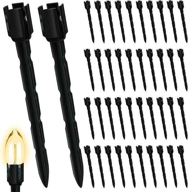 60 Pcs 7.5 Inch Christmas Light Stakes, Christmas Yard Stakes for C7 C9 Christmas Lights, Garden Path Walkway Holiday Decorations(Black)