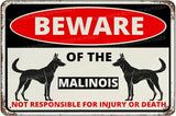 Beware Of The Dog Malinois Sign Aluminum Metal Tin Signs Outdoor Yard Sign Warning Sign For Fence Yard Home Kitchen Farm Garden Wall Decor 8x12 Inch