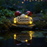 Solar Ladybug Garden Statues 4.7" Resin Ladybug Solar Lights Waterproof Outdoor Yard Patio Lawn Decor House Warming Birthday Gifts for Women Mom Wife Grandma Sister