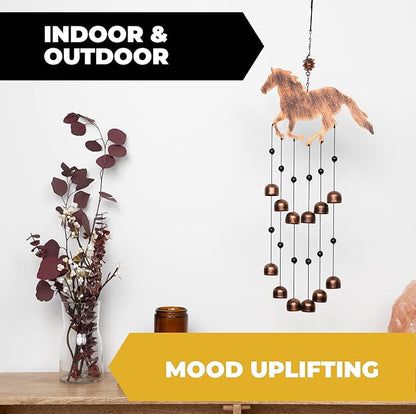 Dawhud Direct 24-inch H Galloping Horse Wind Chimes for Outside Unique - Moon Decor - Galloping Horse Windchimes - Outdoor Decorations - Garden Decoration, Gift for Women, Mom, Grandma, Unisex