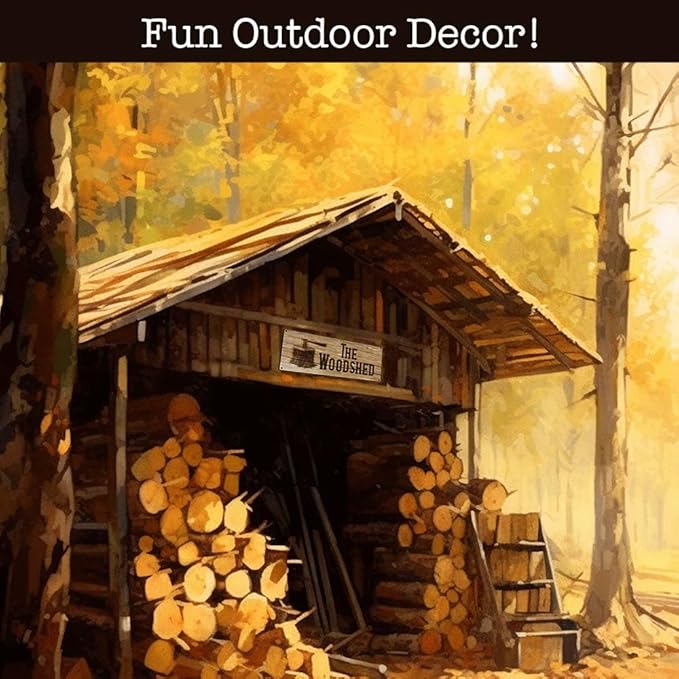 The Woodshed, 4.25 x 11.5 Inch Aluminum Sign, Rustic Decor for Barn, Shed, Out Building, Lean-to, Campfire Pit, Gifts for Lumberjack, Logger, Sawyer, Dad, Grandpa 0412-RK3409-SP