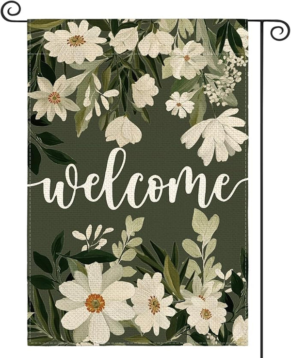 AVOIN colorlife Daisy Spring Flowers Garden Flag 12x18 Inch Double Sided Outside, Seasonal Floral Welcome Yard Outdoor Flag