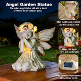VEEKI Solar Angel Garden Statue Outdoor, Praying Angel Statues Solar Figurine Lights Outdoor Waterproof, Resin Angel Sculpture for Garden Yard Lawn Grave Cemetery Decor, Gift for Mom Grandma Women