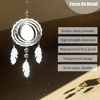 8Pack 4inch Sublimation Wind Spinner Blanks 3D Aluminum Metal Wind Sculpture Kinetic Spinners for Yard and Garden Indoor Art Ornaments Hanging Decoration (Dream Catcher)