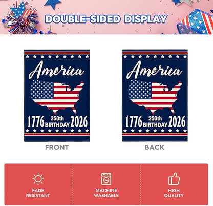 AVOIN colorlife 1776-2026 America 250th Anniversary Patriotic House Flag 28x40 Inch Double Sided Outside, 4th of July American 250 Years Yard Outdoor Decoration