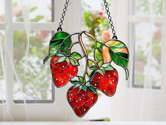 Strawberry Acrylic Window Hanging Stained Wall Decoration Lover Gift for Mom Grandma Or Special Occasions Suncatchers Indoor Window Suncatchers Windows Garden