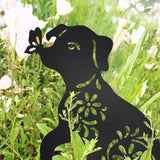 MrMrKura 2 Pack Metal Dog Stakes Garden Decor Stakes Black Dog Silhouette Statue for Outside Metal Dog Decorative Ornaments for Outdoor Garden Home Patio Yard Decor (2 Dogs)
