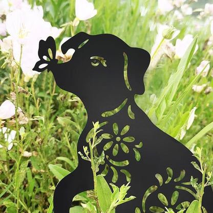 MrMrKura 2 Pack Metal Dog Stakes Garden Decor Stakes Black Dog Silhouette Statue for Outside Metal Dog Decorative Ornaments for Outdoor Garden Home Patio Yard Decor (2 Dogs)