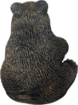 Sitting Bear Cub Stone Garden Statue 12in Tall Autumn Brown Color