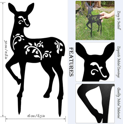 Tipmant Metal Iron Art Decoration Animal Silhouette Decorative Stakes Statues Ornament Crafts for Outdoor Gardens, Yard, Courtyards, Parks, Lawns, Potted Plants, Patio (3 Deers)