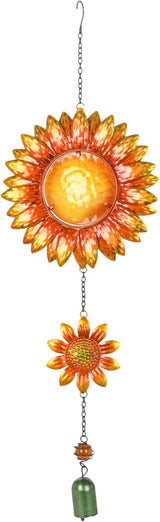 Sunset Vista Designs 14166 Hanging Decoration Garden Bell, Warm Orange and Golden Yellow with Amber 26.5 x 7.5