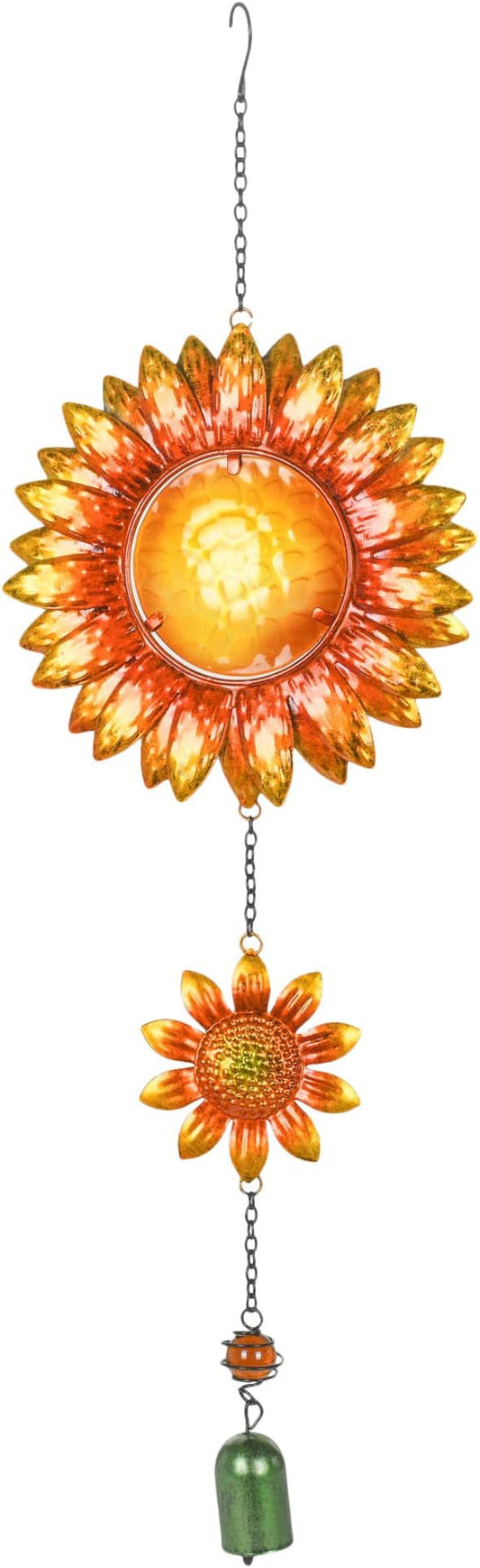 Sunset Vista Designs 14166 Hanging Decoration Garden Bell, Warm Orange and Golden Yellow with Amber 26.5 x 7.5