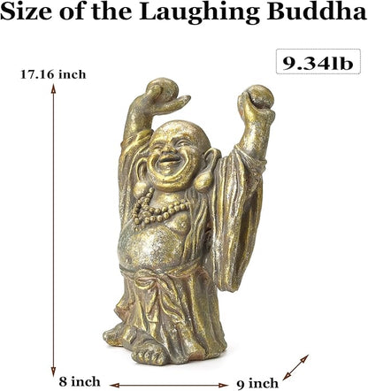 17" Laughing Buddha Statue Outdoor, Large Buddha Statue, Zen Garden Decor Gifts for Room/Patio/Deck/Porch Yard Art Decoration