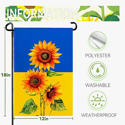 Ukraine Sunflower Garden Flag 12x18 Inch Double Sided Seasonal Fall Yard Flag Blue and Yellow Floral Outdoor Decor for Lawn Patio Garden Durable Welcome Autumn House Banner