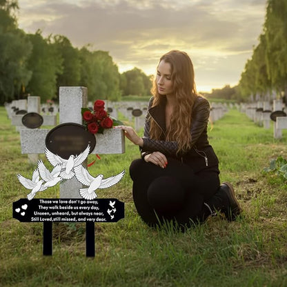 13 Inch White Doves Memorial Garden Stake - Metal Grave Decorations for Cemetery - Sturdy Thickened Peace Dove Plaque with Olive Branch, Sympathy Gift for Loss of Loved One(Dove)