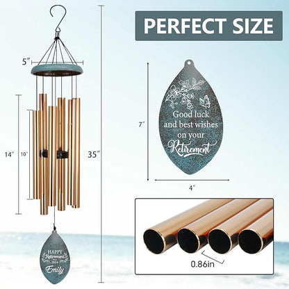 ASTARIN Personalized Happy Retirement Gift, Custom Name Retirement Wind Chimes for Women Men, 35" Large Deep Tone Wind Chime Retire Gifts for Co-Workers Boss Friends Parents(Produced in USA)