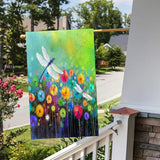 Summer Flowers Garden Flag Dragonfly House Flag Spring Welcome Garden Flags 12 x 18 Double Sided Floral Flags for Patio Lawn Home Outdoor Decor