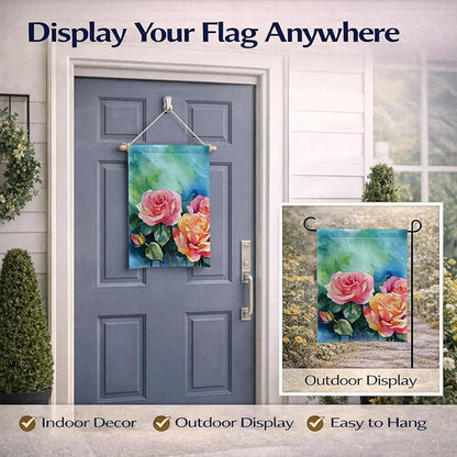 Caroline's Treasures New York Roses in Watercolor Garden Flag Mailbox Flag Decorative Yard Flag Banner Outside Patio Artwork Yard Flower Beds, Garden Size, Multicolor