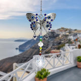 Window Hanging Suncatcher with Crystal,Blue Butterfly Garden Hanging Rainbow Maker Ornament (Butterfly)